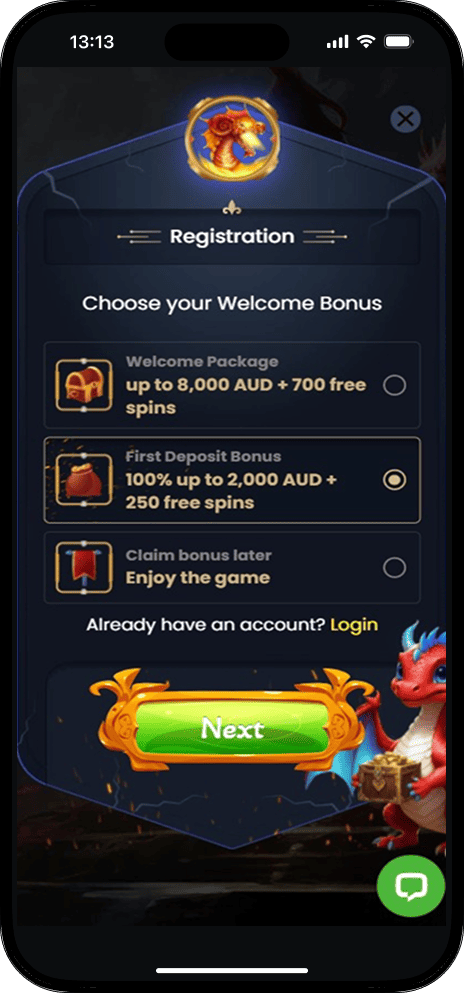 Dragonslots Sign Up 1